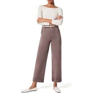 SPANX Pants Size Medium Smoke Mauve Brown Stretch Twill Wide Leg Crop Pull On